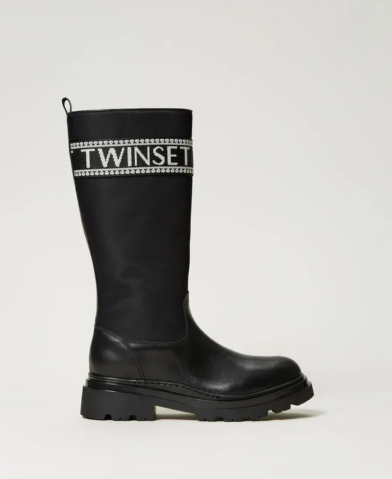 Черевики Twinset з логотипом зі шкіри